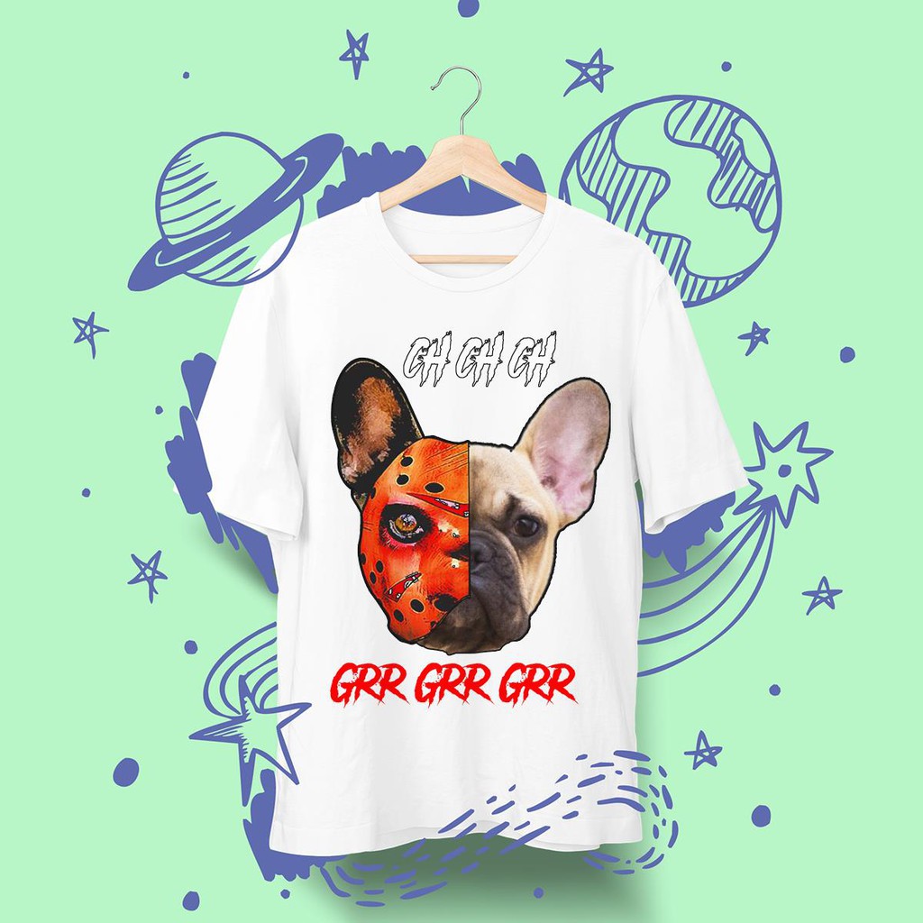 ÁO THUN FRENCH BULLDOG CHCHCH GRR HALLOWEEN UNISEX NAM NỮ THỜI TRANG AOMI PHONG CÁCH HÀN QUỐC TAY NGẮN TAY LỠ CÓ SẴN