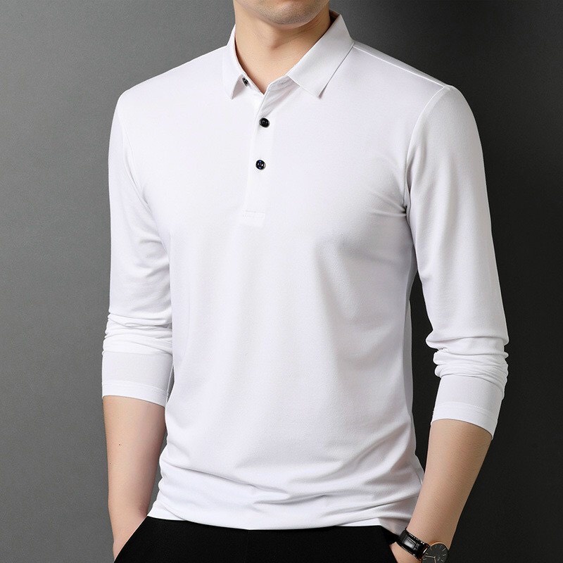 Áo polo nam dài tay cổ bẻ trơn vải cá sấu trẻ trung 5 màu cơ bản AGN1