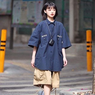 Áo sơ mi nam nữ tay lỡ form rộng, khoác sơ mi nam nữ unisex vải kate hàn đẹp