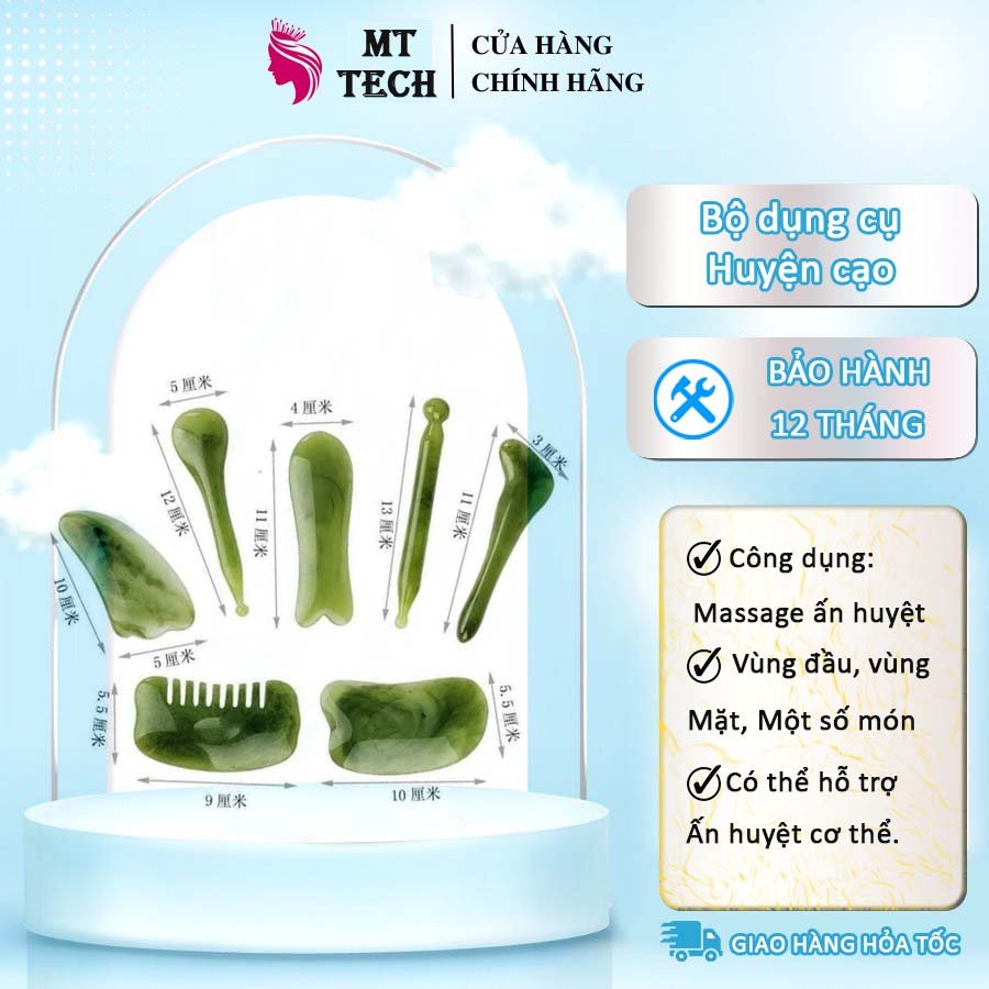 Bộ Dụng Cụ Ấn Huyệt Cạo, Gió 7 Món Dùng Trong - Gội Đầu Dưỡng Sinh SPA
