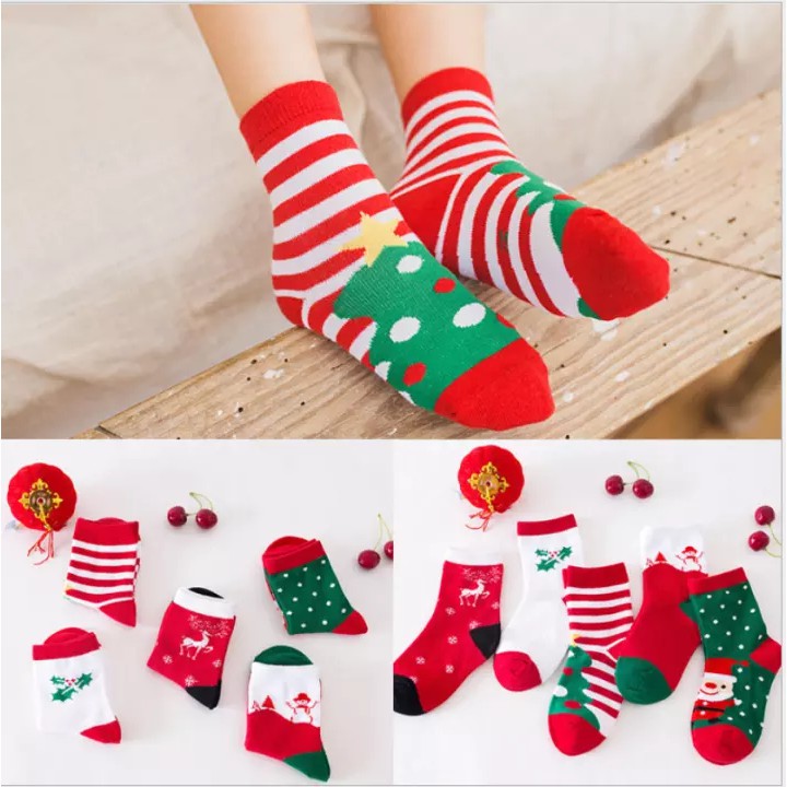 Set 5 đôi tất họa tiết giáng sinh cho bé 1-3 tuổi