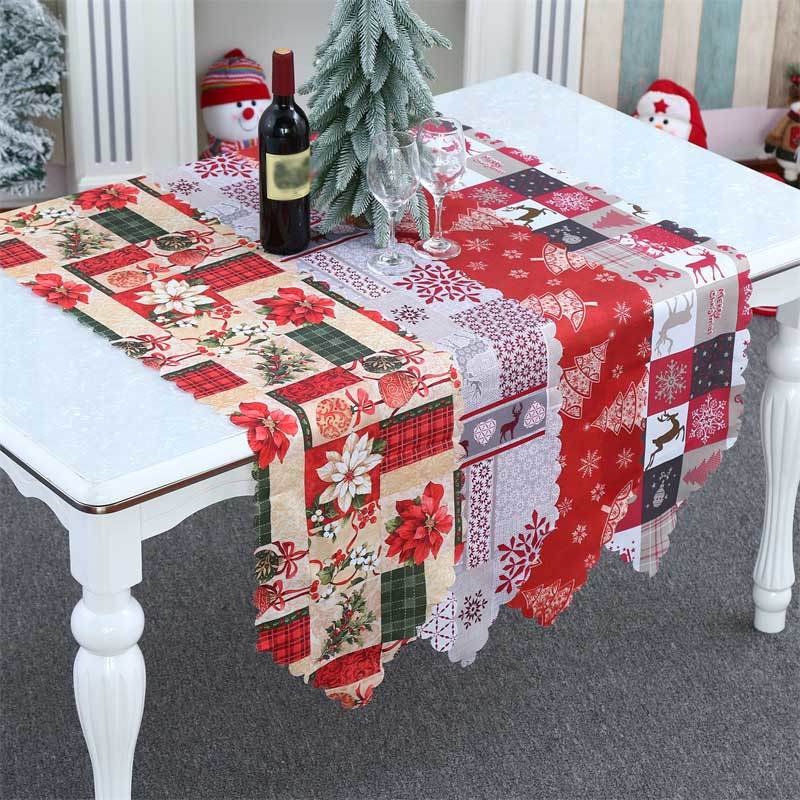Khăn Trải Bàn 35 * 180cm In Họa Tiết Giáng Sinh Trang Trí Bàn Ăn