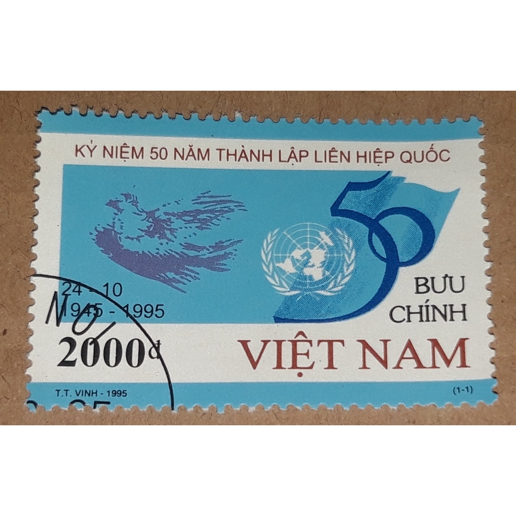 Tem sưu tập MS 719 Tem CTO Việt Nam Kỷ niệm 50 năm thành lập Liên Hợp Quốc 1945 - 1995