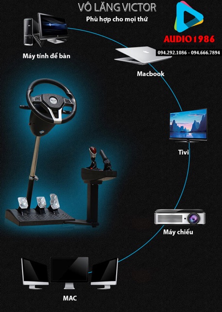 Vô lăng chơi game Victor 1 quay 900-1080 độ chơi game city car game ets2 need for speed học lái xe đua xe