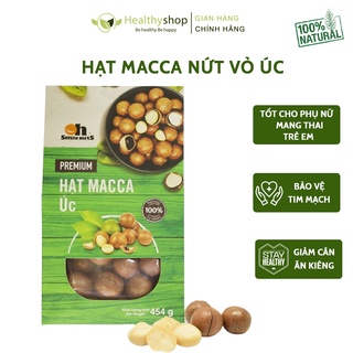 Hạt macca nứt vỏ úc thơm ngon dinh dưỡng oh smile nuts hộp 454g healthy shop