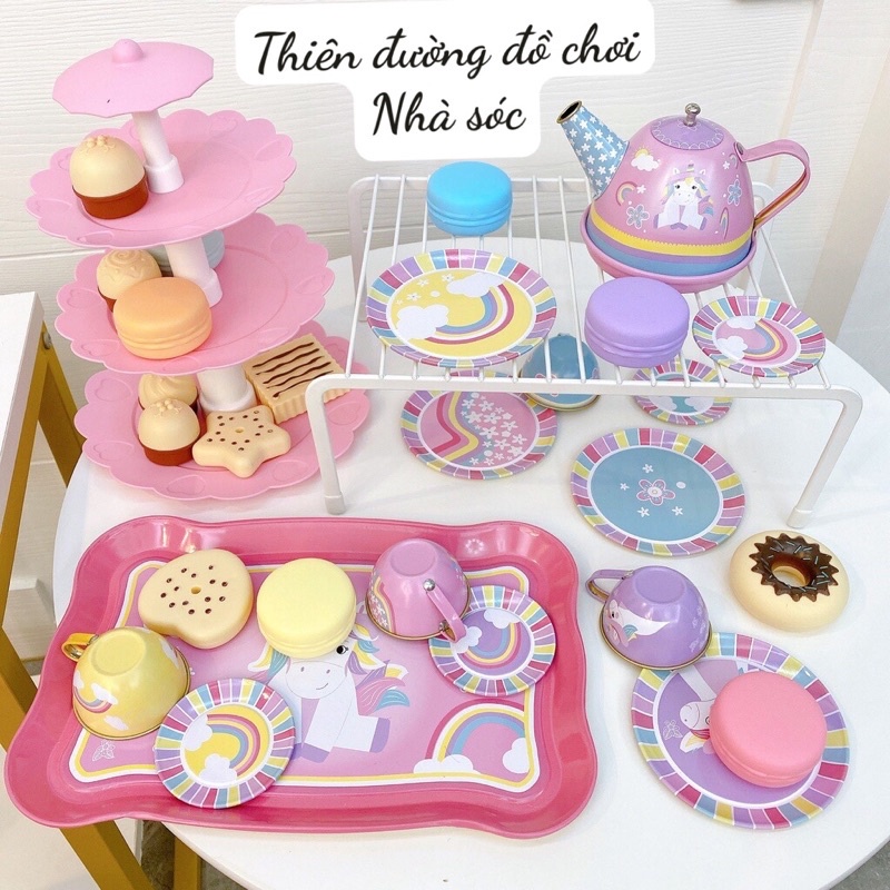 Đồ chơi bộ tiệc trà, bánh cho bé gái, trai(chất liệu nhôm cao cấp)