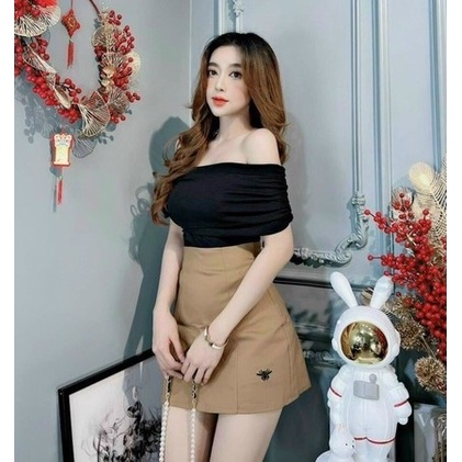 Chân váy ngắn chữ A thuê ong lưng cao dáng bồng phong cách tiểu thư sang trọng vô cùng tôn dáng CV38