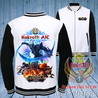 Áo Liên Quân Nakroth AIC - Áo bóng chày nỉ trắng tay đen