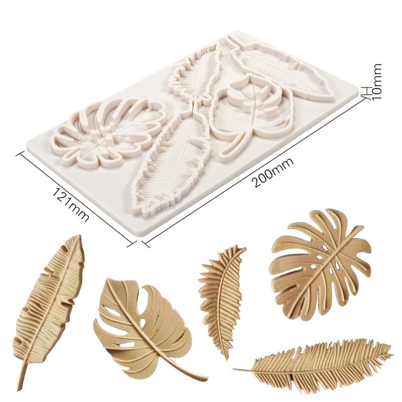 khuôn silicon lá trang trí bánh khuôn màu trắng trong