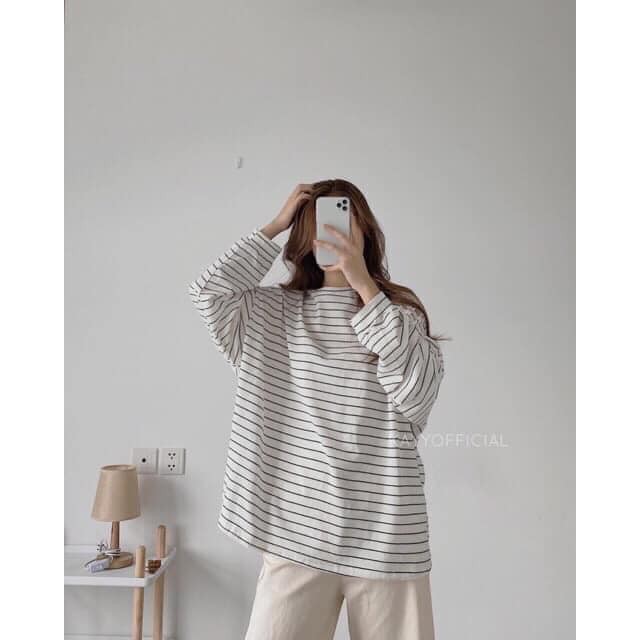 Áo Thun Kẻ Oversize (Áo Thun Unisex Form Rộng) | BigBuy360 - bigbuy360.vn