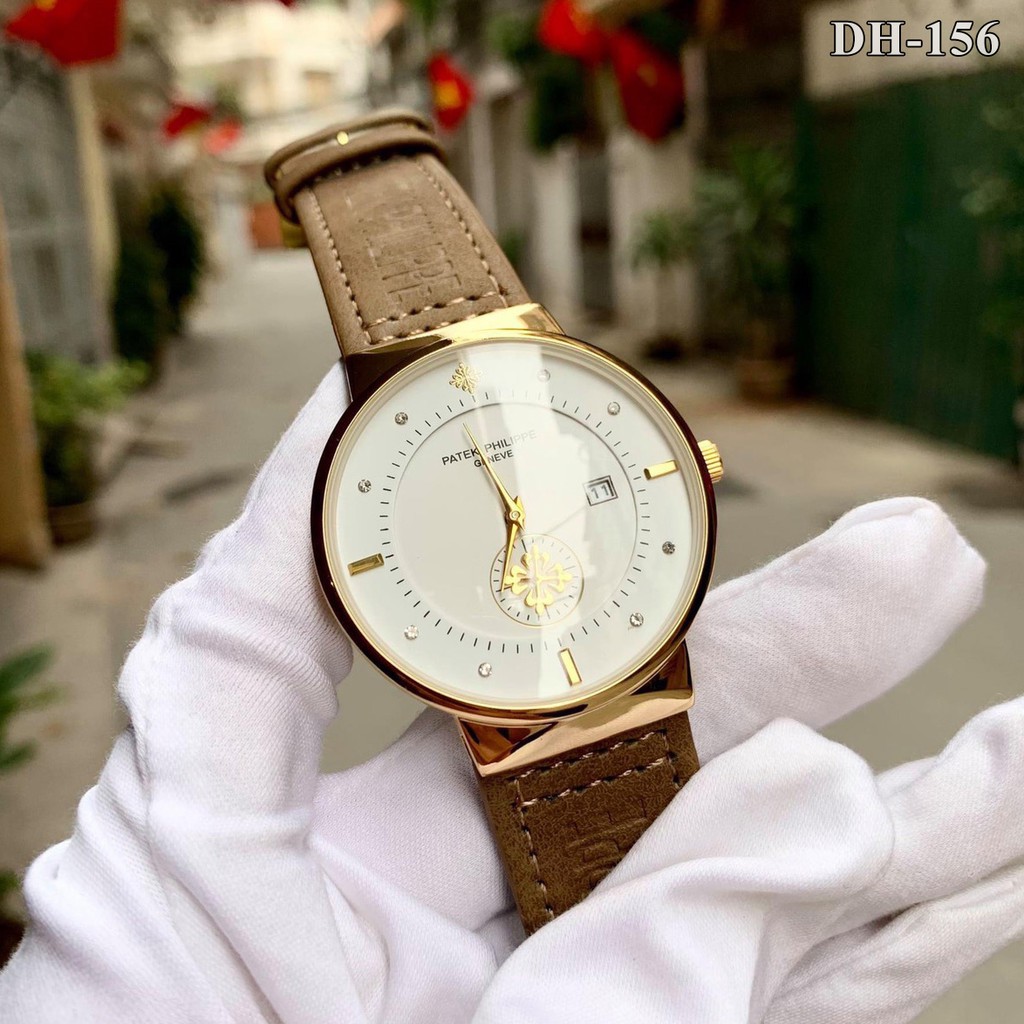 Đồng hồ nam PaTek phillip mặt tròn dáng cổ điển mặt Mineral chống xước chống nước DH156 thutrangshop