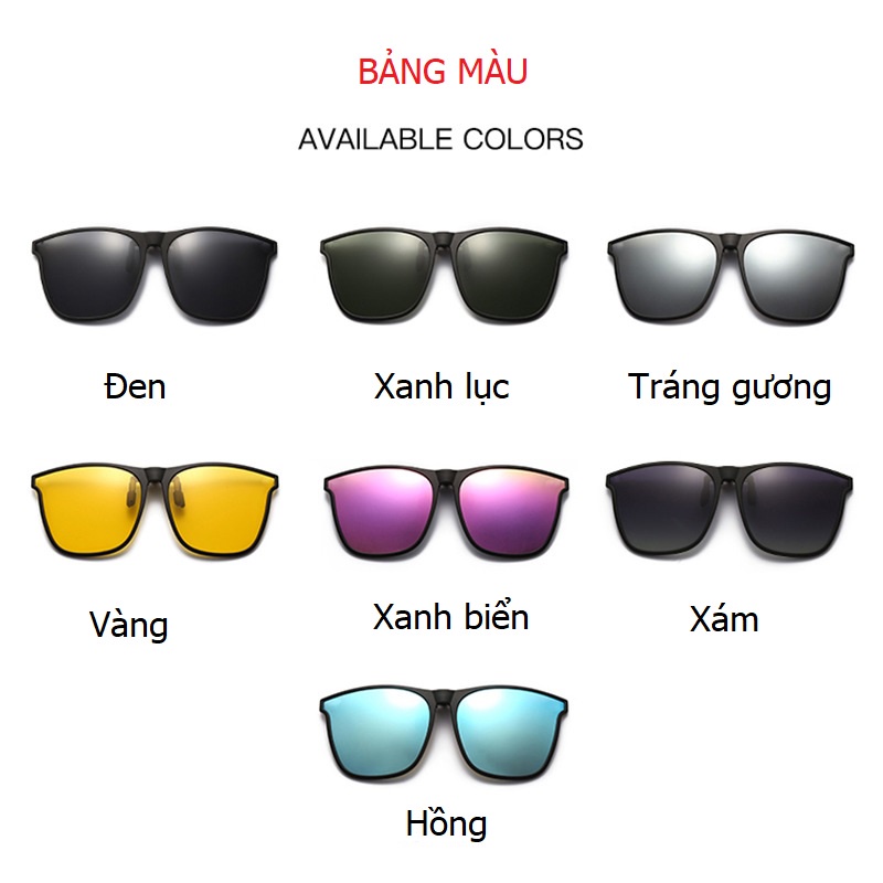 Kính râm kẹp, Kính râm cận thời trang - Phân cực Polarized, UV 400 - KM301