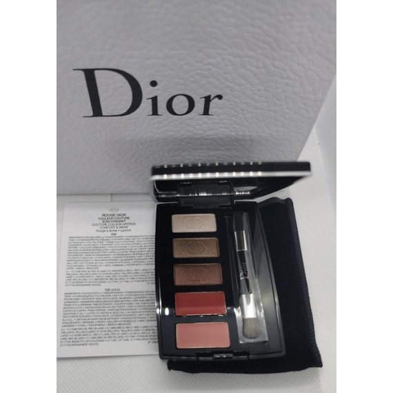 Dior compact lip&eyes palette gồm cọ son và túi nhung Dior