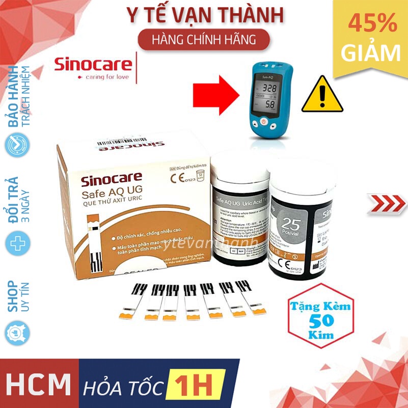 ✅ [TẶNG 50 KIM] Que Thử Acid Uric- Safe AQ UG, (Máy 2 Trong 1) -VT0363