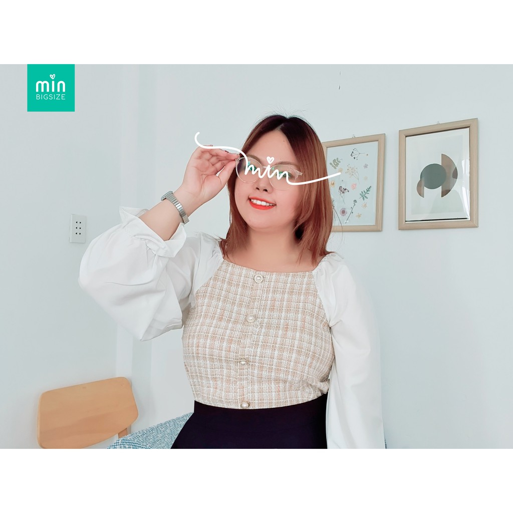 [BIGSIZE] Áo kiểu phối tay dài trắng