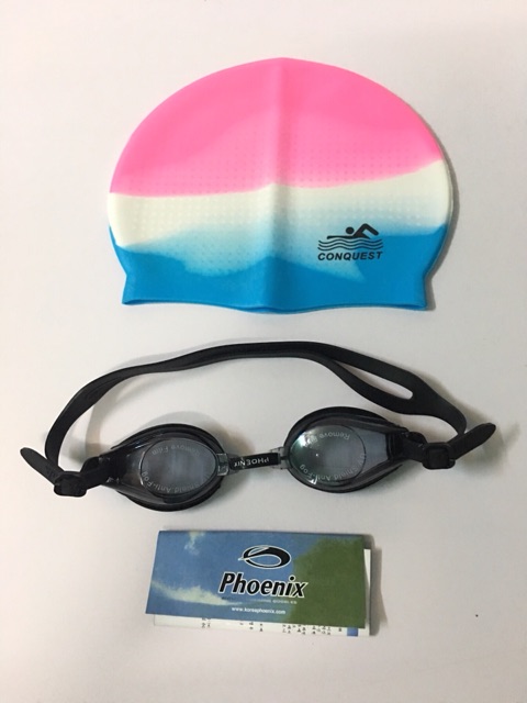 Combo mũ bơi + kính bơi phonix