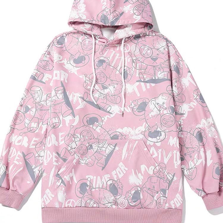 Áo hoodie Dáng Rộng Oversize In Họa Tiết Graffiti Thời Trang Cho Nam