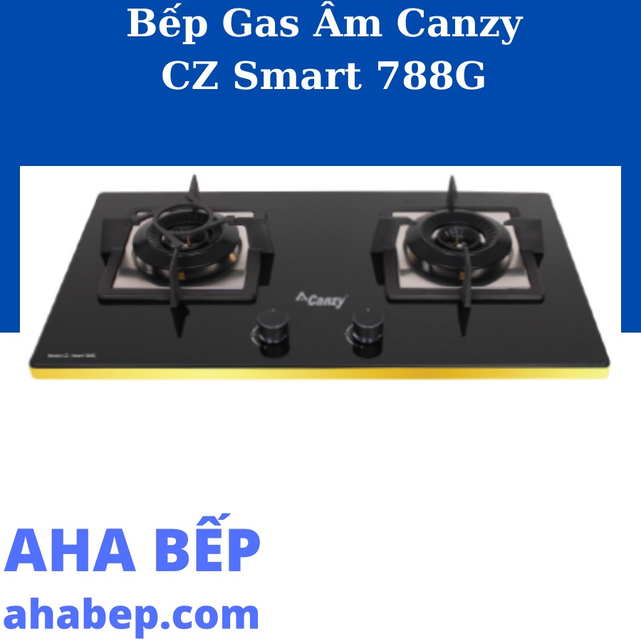 Bếp gas âm Canzy CZ SMART 788G - Kính cường lực 9mm, 2 bếp 3 vòng lửa