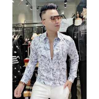 Áo sơ mi Nam dày tay với chất lụa kate cao cấp, in hoạ tiết cây trúc đầy ấn tượng - Hot trend