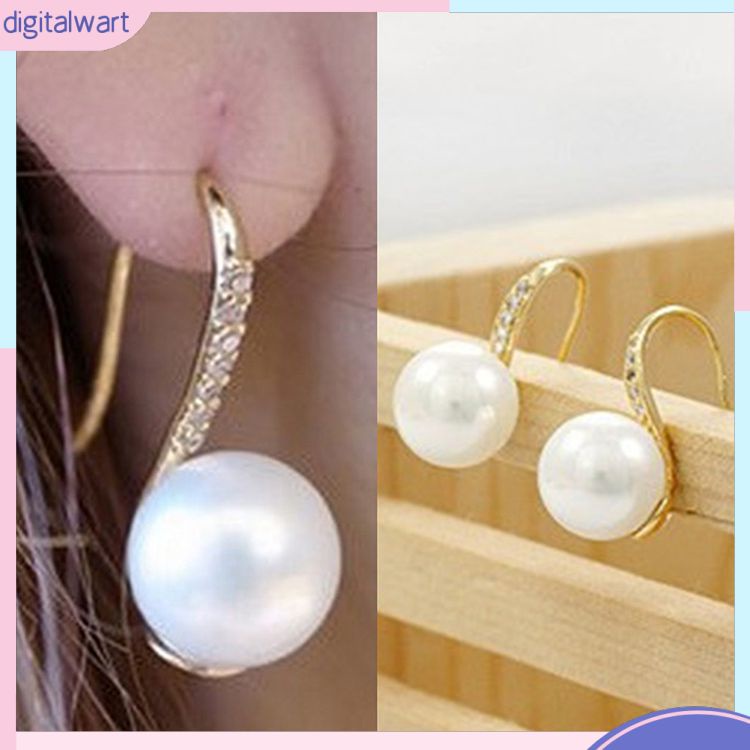 Bông Tai Nữ Đính Ngọc Ngọc Trai Dáng Dài Thời Trang