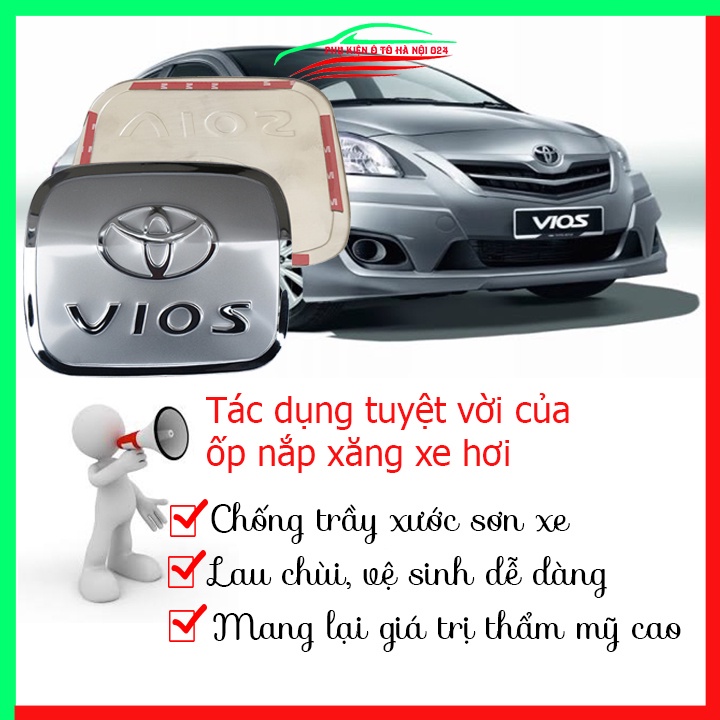 Ốp nắp xăng Vios 2008-2013 mạ crom bảo vệ chống trầy trang trí ô tô