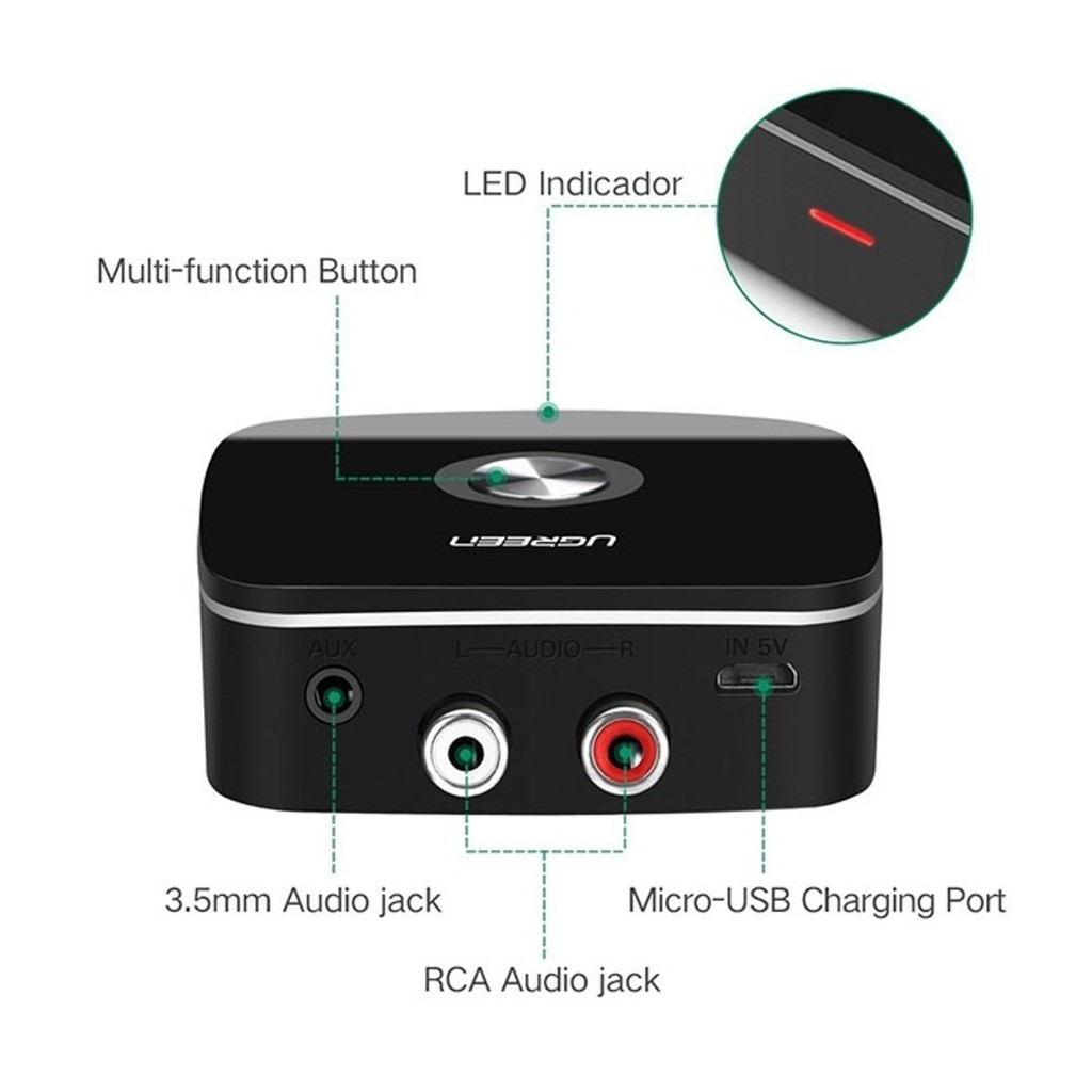 Thiết bị nhận Bluetooth 4.1 Music Receiver cho loa, amply chính hãng Ugreen 30445