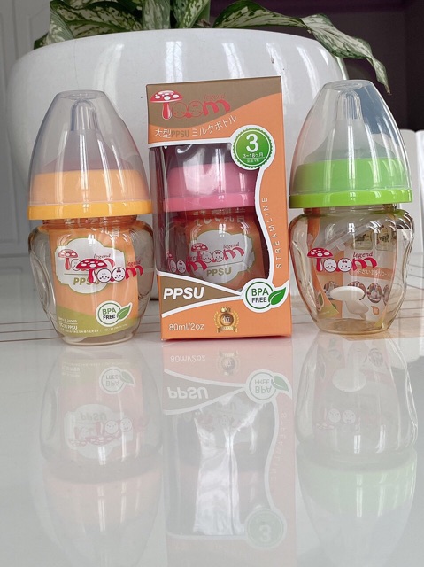 Bình sữa TOOM Nhật bản cổ rộng 80ML &amp; 120ML ( có tặng kèm bàn chải siêu xinh)