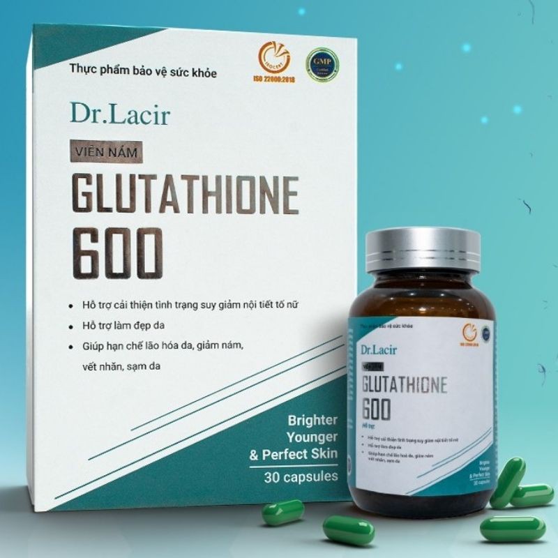 Viên uống Glutathione 600 Dr Lacir - Trắng da tăng nội tiết giảm nám sạm tàn nhang