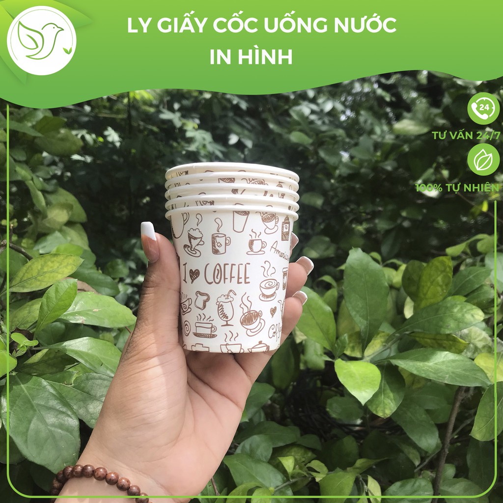 50 Ly giấy nhỏ 7oz ~ 180ml tráng PE cao cấp thân thiện môi trường