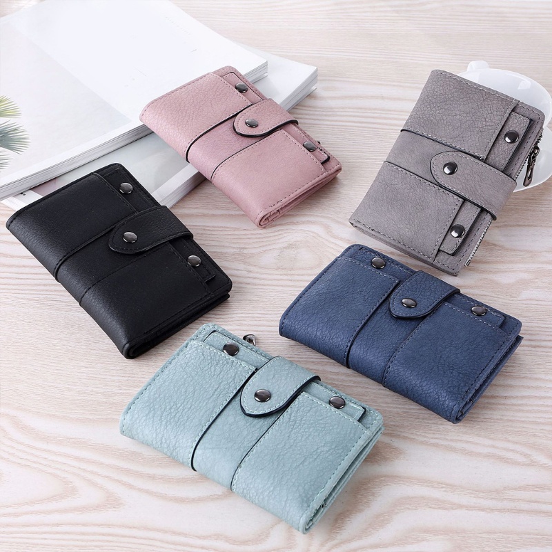 Ví Ngắn Bằng Da PU Phong Cách Retro Thời Trang Cho Nữ