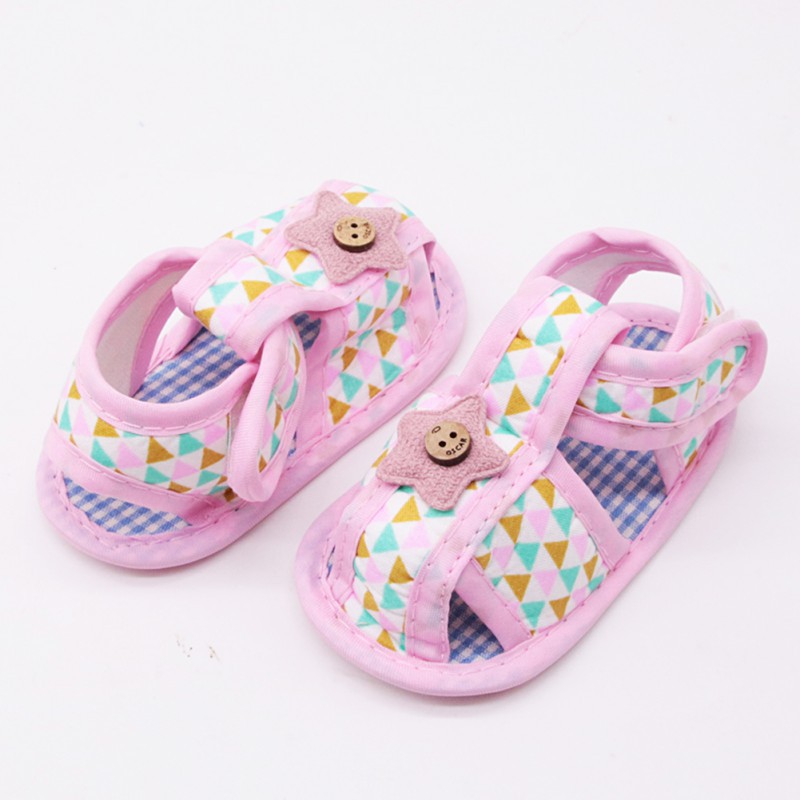 Giày sandal cotton mềm mại , in họa tiết ngôi sao cho bé