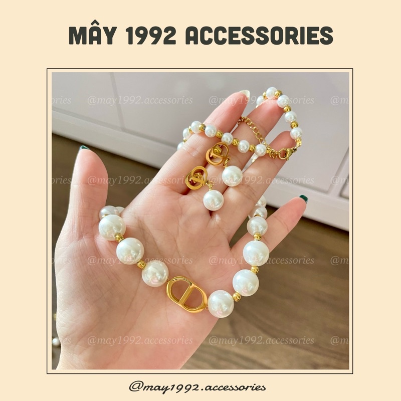 (TITAN CAO CẤP) set bông tai vòng cổ ngọc CD titan cho nữ mã SP0092 - may1992.accessories