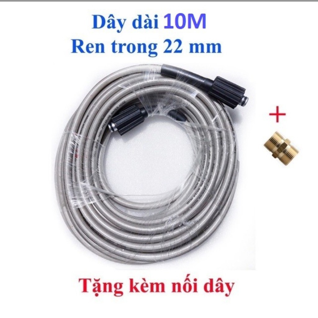 Dây Xịt Rửa Xe Áp Lực Cao 3 Lớp Lõi 10M-15M-20M Tặng Khớp Nối Dây Đồng