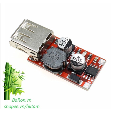 Mạch hạ áp BUCK 6-24VDC xuống 5V - 2.1A USB (max 3A) - chế sạc điện thoại