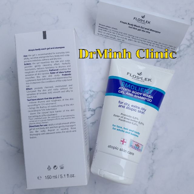 Emolient Sữa tắm gội dịu nhẹ Floslek Atopic Shower Body Wash Shapoo 150ml | BigBuy360 - bigbuy360.vn