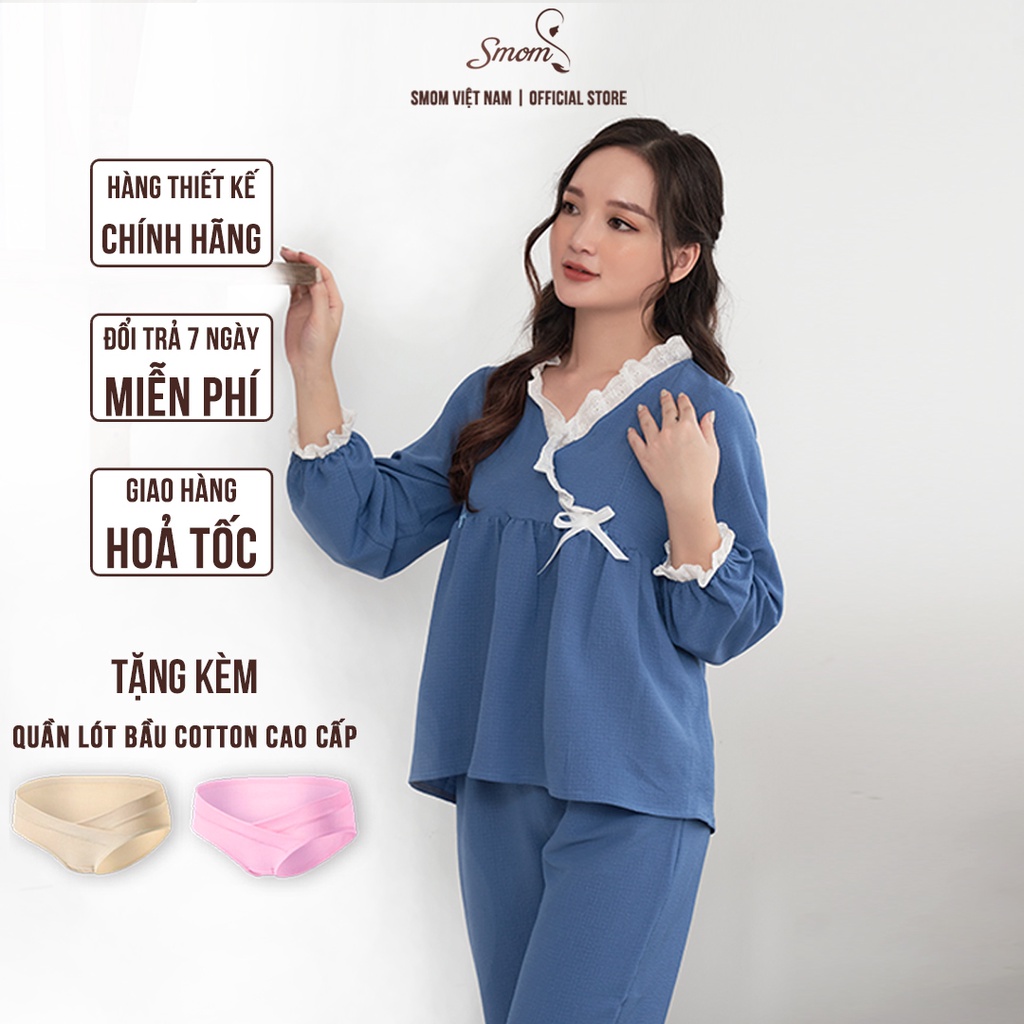 Bộ Bầu Thu Đông Sau Sinh Mặc Nhà Cho Con Bú Đẹp 2021 Đồ Bộ Bầu SMOM Mã SM25
