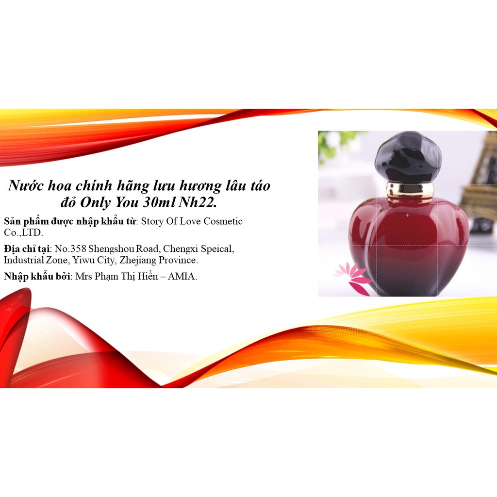 Nước hoa nữ , nước hoa chính hãng lưu hương lâu táo đỏ Only You 30ml tặng nước hoa 40k Nh22