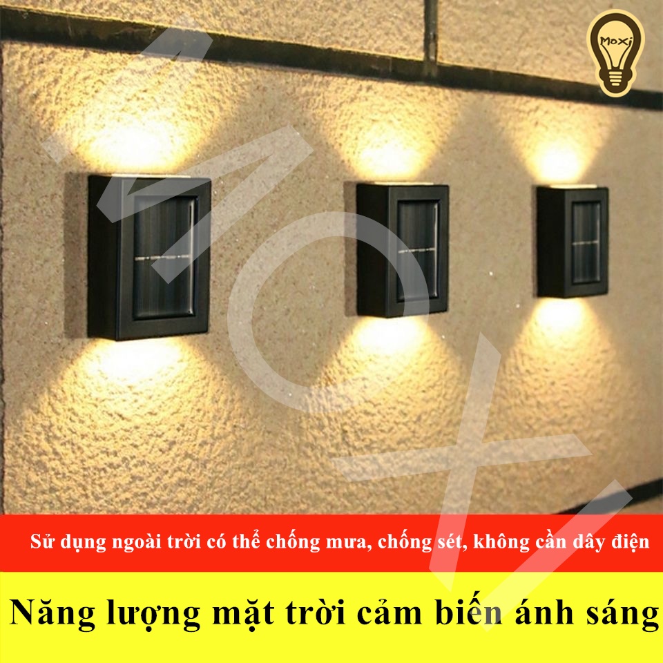 【LOẠI 1】Đèn led gắn tường dùng năng lượng mặt trời chống nước trang trí decor sân vườn , trong nhà ngoài trời MOXI.