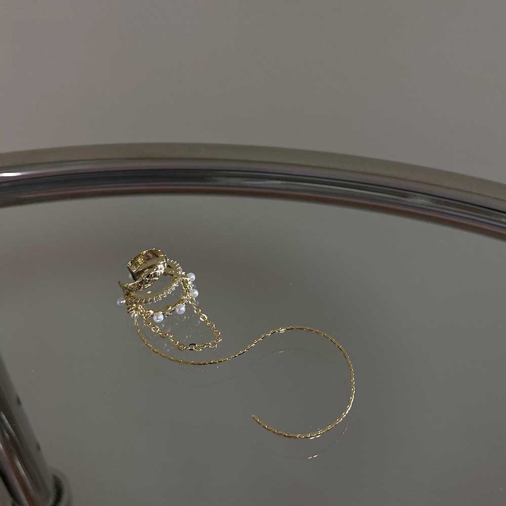 Bông tai dạng kẹp đính ngọc trai thời trang Hàn Quốc