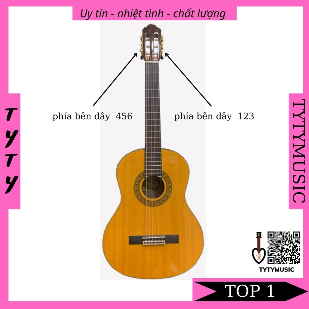 Khóa Đàn Guitar Classic đai vặn màu nâu [tặng ốc vít] TYTYmusic