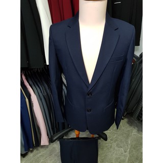 Áo blazer nam 2 nút màu xanh đen đậm chất liệu vitex mềm mịn co giãn nhẹ MS-09