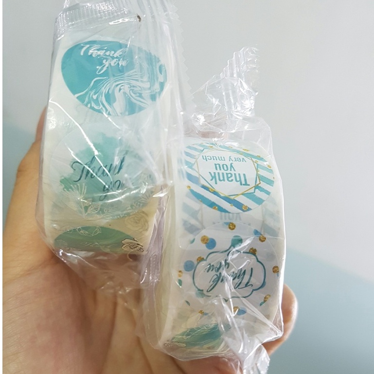 Cuộn 500 miếng sticker stick Thanh you dán nhãn cảm ơn gói quà cảm ơn STICK011