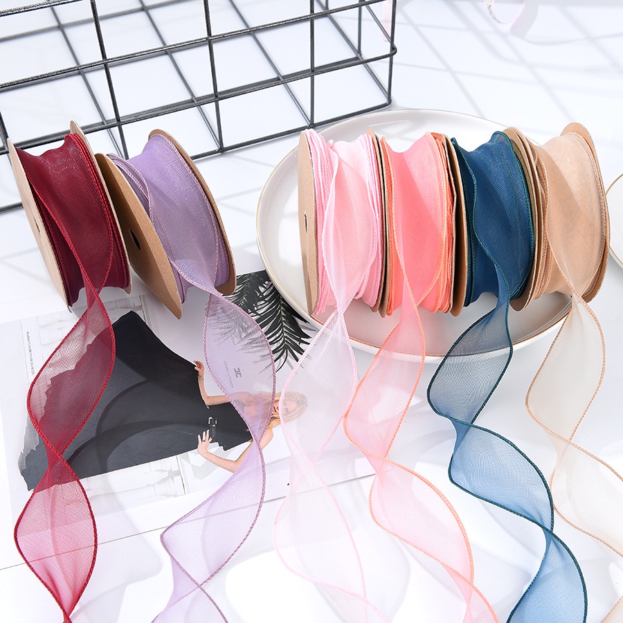 Cuộn Dây Ruy Băng 10 Yards Bằng Lụa Họa Tiết Bướm / Cánh Hoa Trang Trí Bó Hoa / Làm Quà Tặng