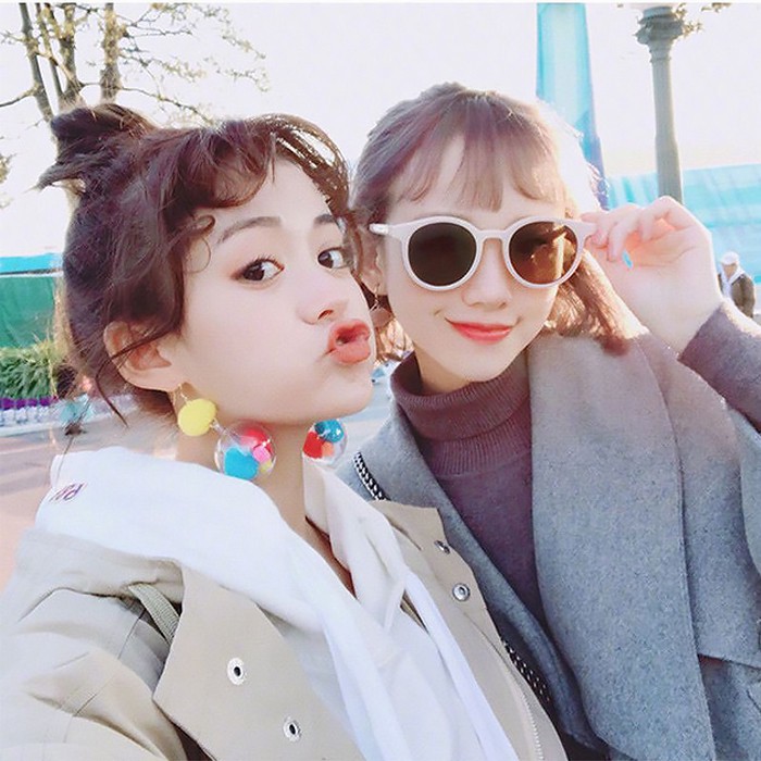 Mắt kính mát Ulzzang cho nữ gọng tròn chống tia UV MK03 Cực Dễ Thương Dáng Yêu QSTORE