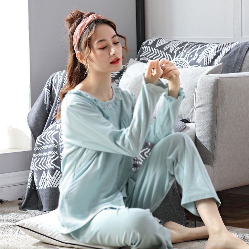 Bộ bầu - bộ sau sinh - chất liệu cotton - kiểu mới thời trang  bèo cổ - - ảnh sản phẩm 2