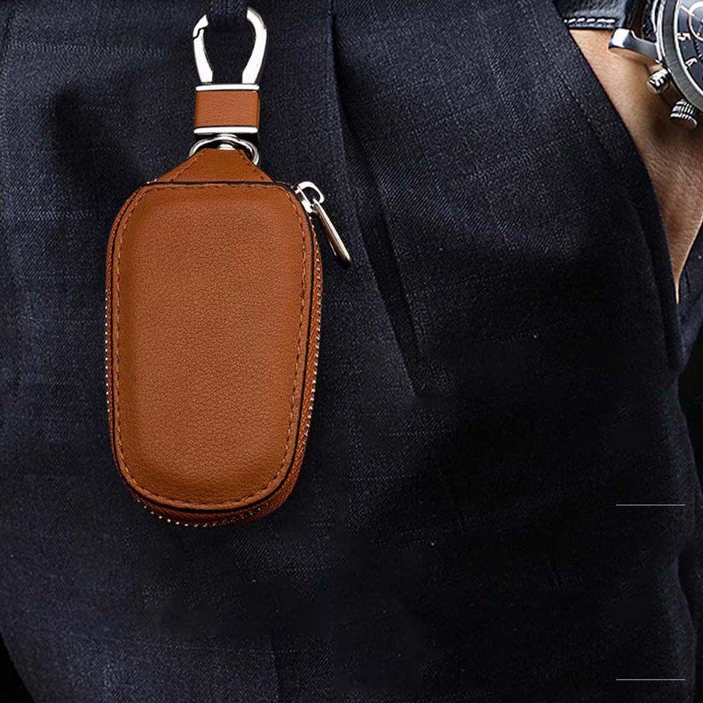 Móc Khóa Hình Vuông Bằng Da PU Thiết Kế Nhỏ Gọn Kèm Móc Treo Chìa Khóa Tiện Dụng