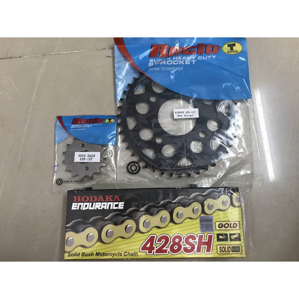 Bộ nhông sên dĩa Winner (nhông Recto15 43T-sên MCS428HD 10ly)