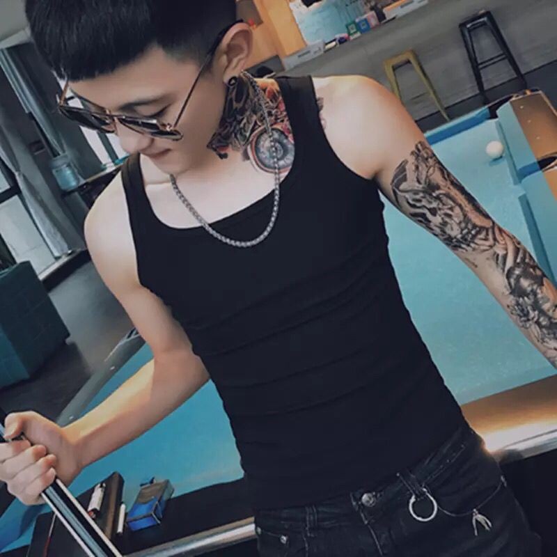 Áo vest nam cotton mùa hè thủy triều thể dục co giãn tank top với dây thấm mồ hôi bên trong mặc thao đáy quần