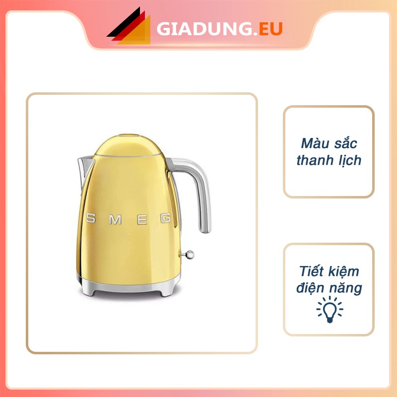 Ấm siêu tốc Smeg không chỉnh nhiệt màu vàng gold