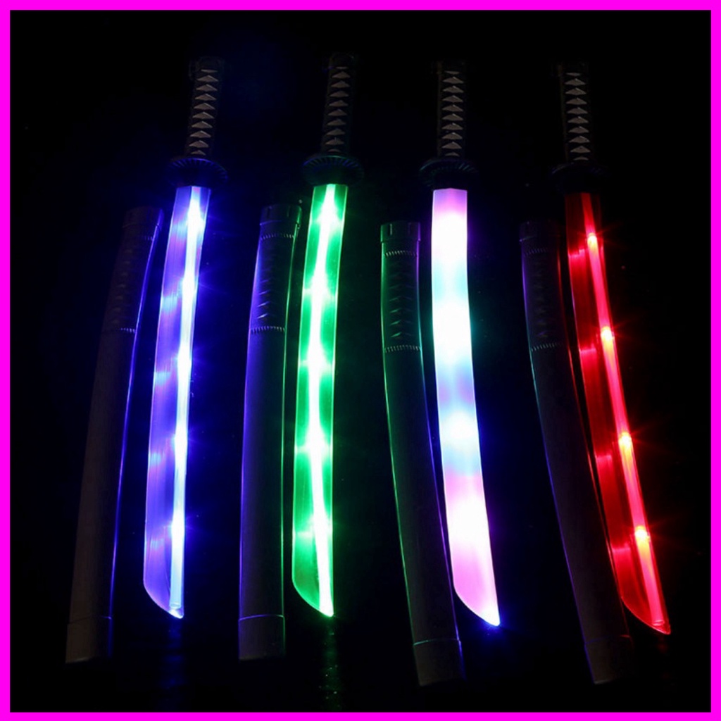 Kiếm Katana Phát Sáng led giá rẻ bằng nhựa có đèn nhạc kiếm nhật đồ chơi trẻ em chạy pin đủ màu kiếm ánh sáng cháy phố